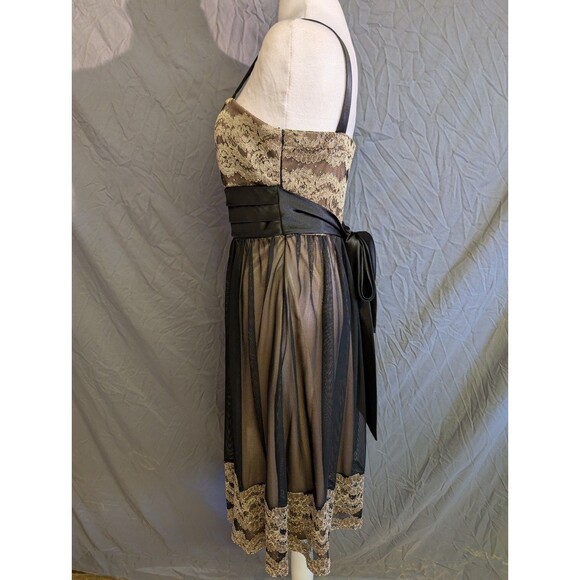 Dressbarn Dress Women's Sz 8 Black Gold Overlay Prom Dance Party Cocktail Formal - Picture 2 of 12